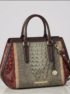 Brahmin Arden Satchel Forrest Nottingham Croc-Embossed Leather &Detachable Strap